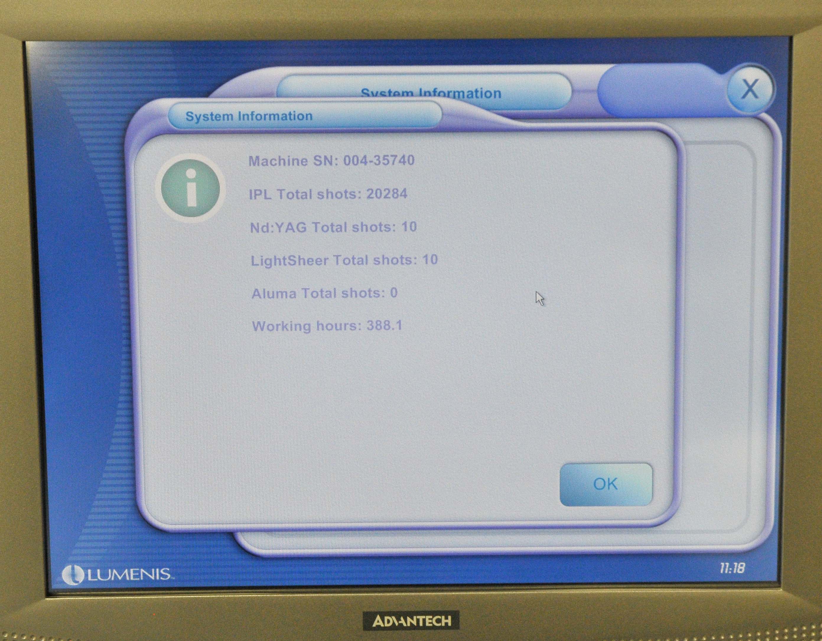 2005 Lumenis Lume1 IPL LumeOne Lume One Hair Removal Skin Veins w/IPL Handpiece