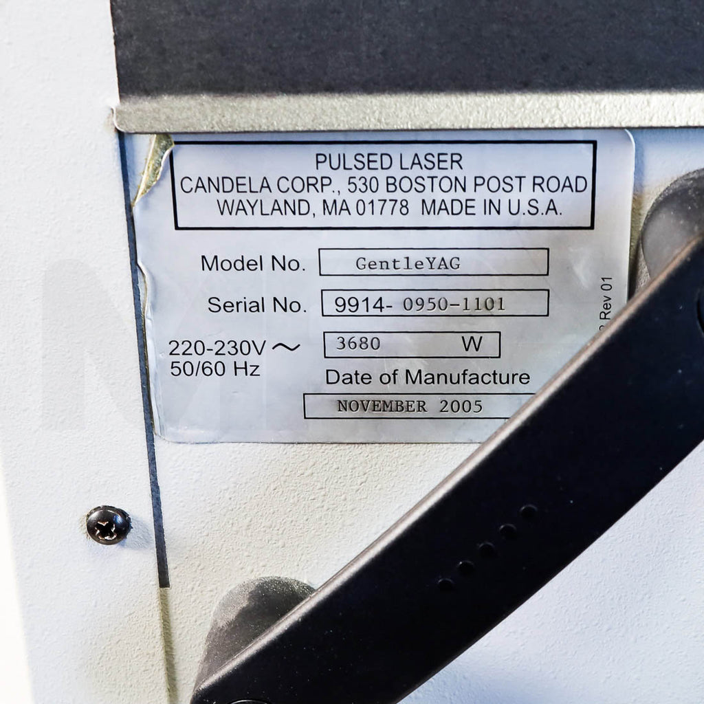 2005 Candela GentleYAG Nd:YAG System Serial Label