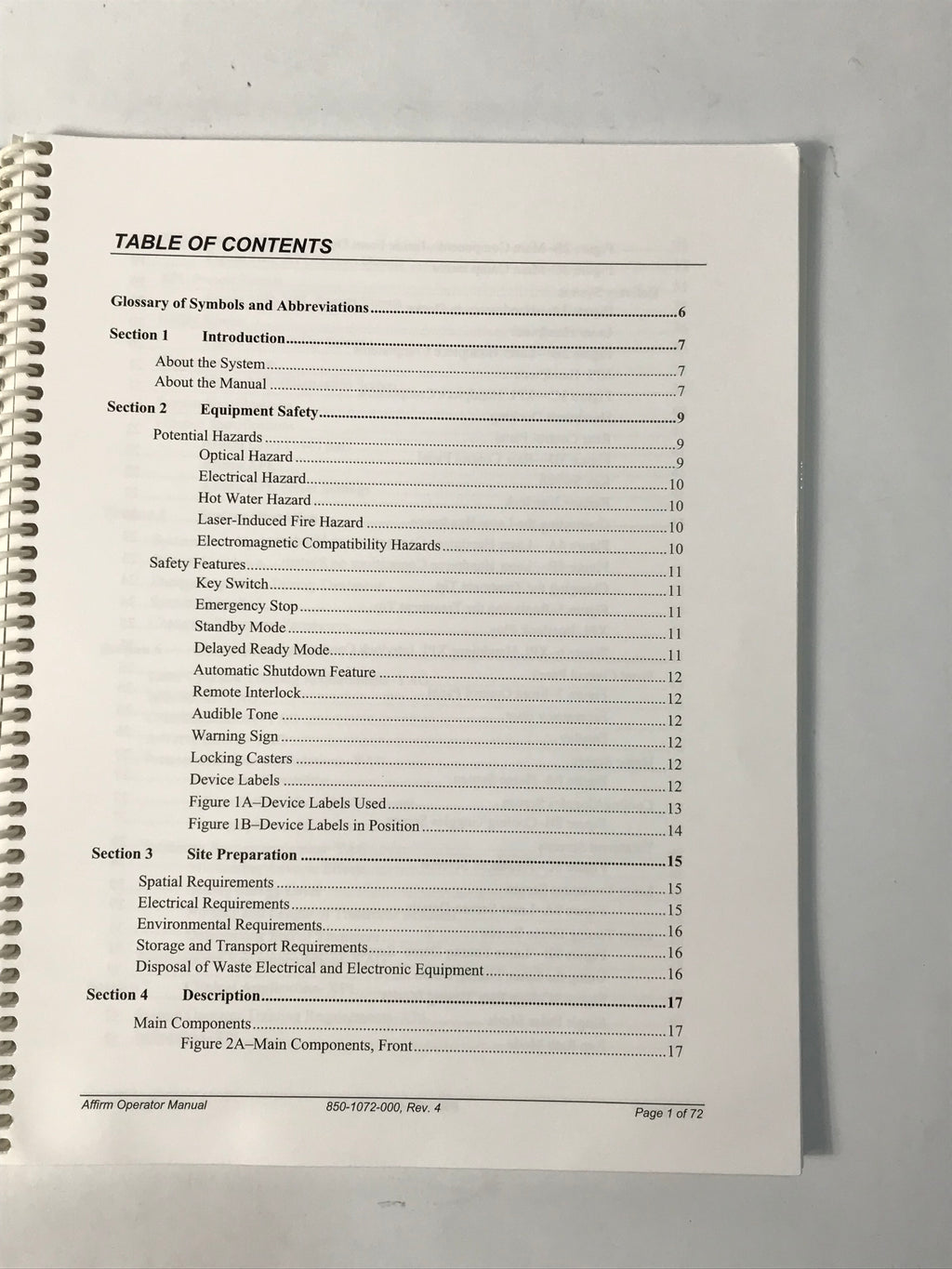 2006 Cynosure Affirm 1440 Laser User Operators Manual Revision 4 850-1072-000