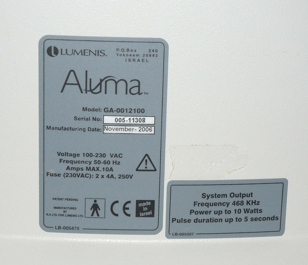 2006 Lumenis Aluma RF Laser System Alluma Skin Wrinkle ** As Is - FOR PARTS **