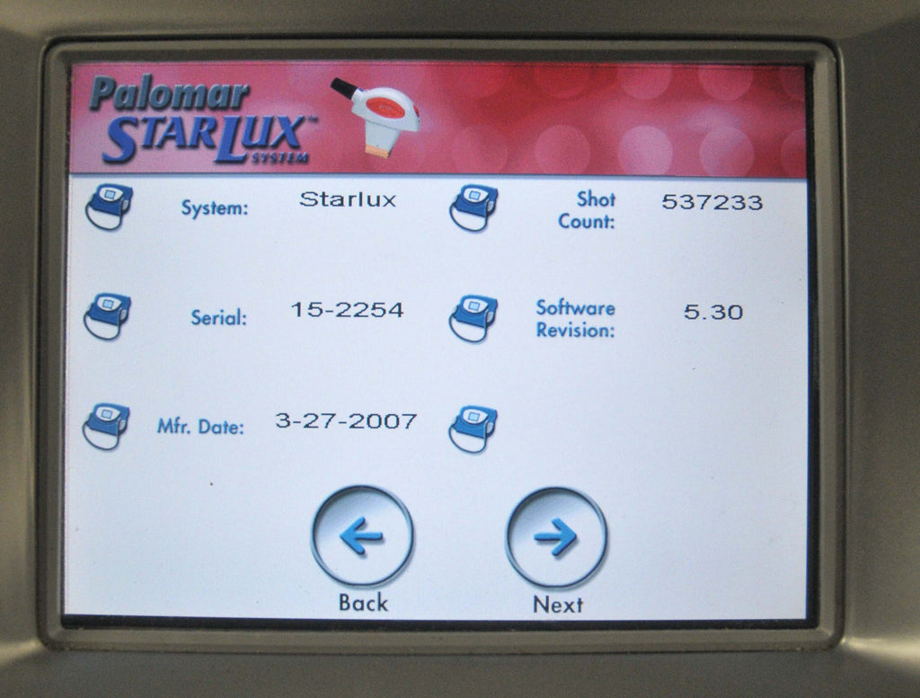 2007 Palomar Starlux 300 IPL Laser w/1540 LuxG LuxR Handpieces Lux G R