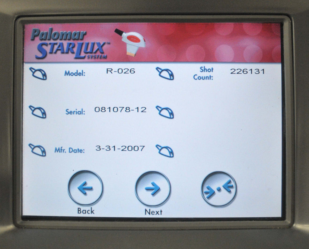 2007 Palomar Starlux 300 IPL Laser w/1540 LuxG LuxR Handpieces Lux G R