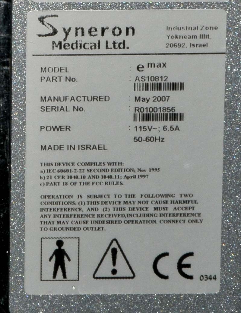 2007 Syneron Medical eMax Laser Wrinkle Reduction Skin Rejuvenation w/2 HP's