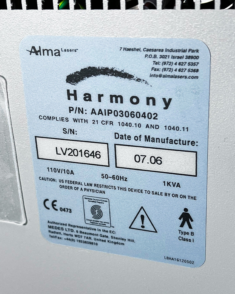 2007 Alma Harmony Skin Rejuvenation Q-Switched Tattoo Removal IPL Laser System