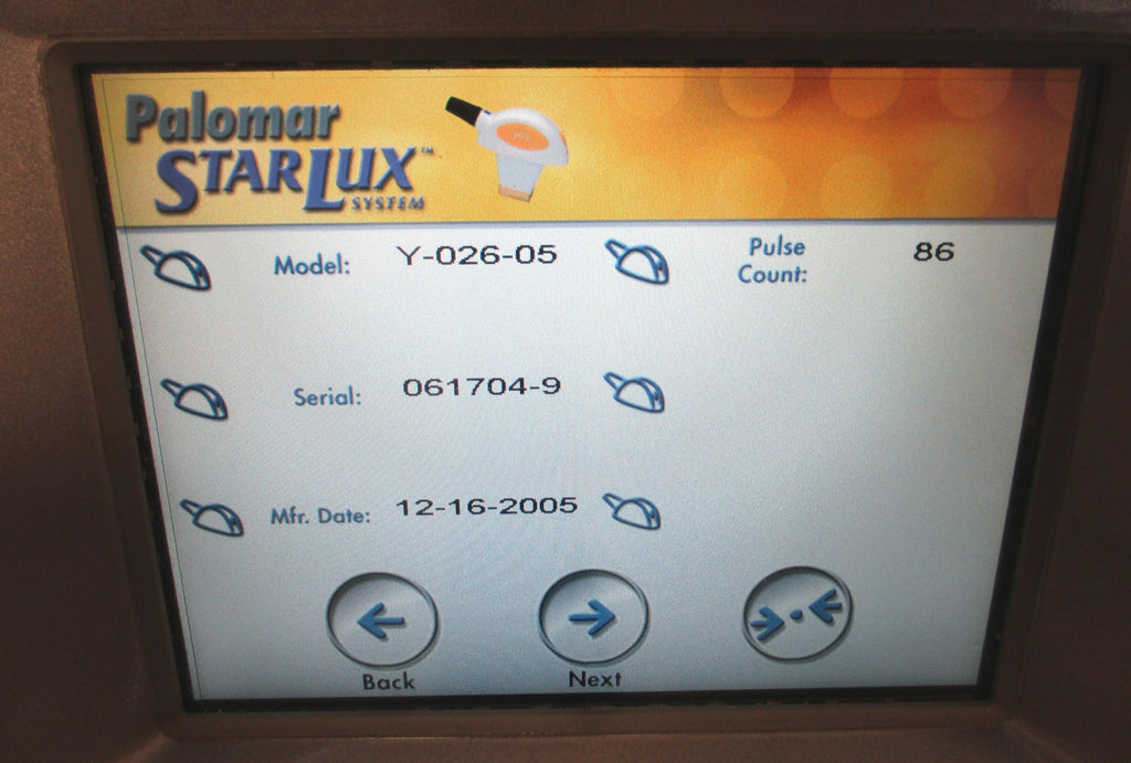 2007 Palomar StarLux 500 Laser LuxY LuxRs LuxG HandPiece Lux G Rs Y Hair Removal