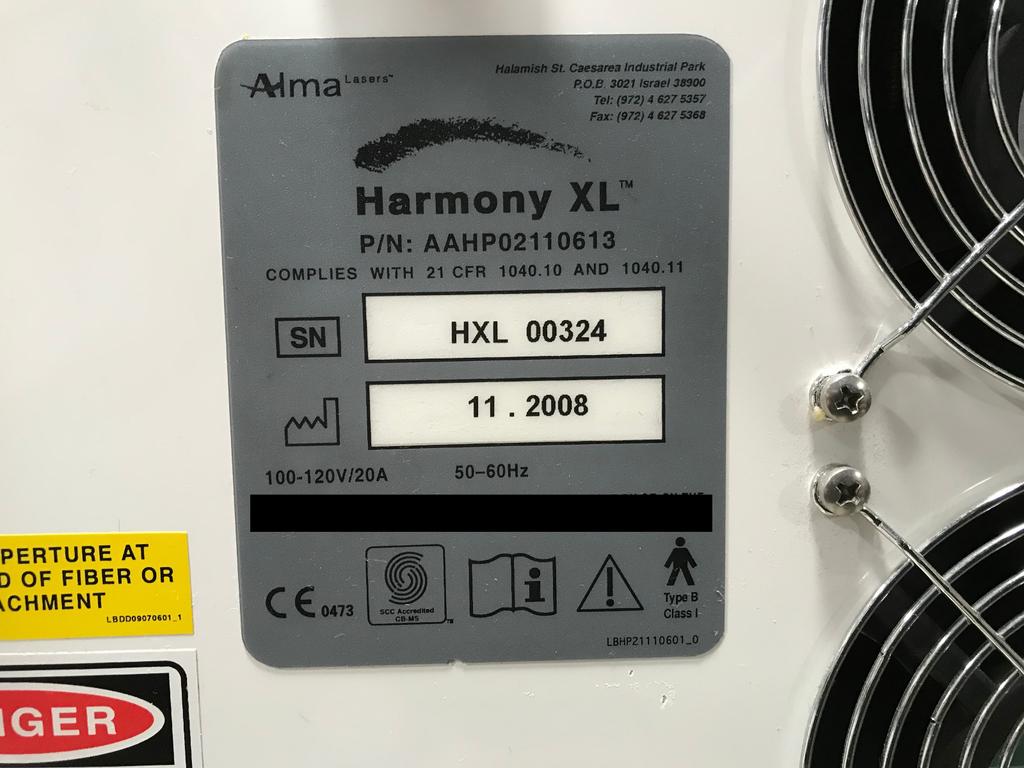 2008 Alma Lasers HARMONY XL Hair Removal IPL w SHR HandPiece Hand Piece HR