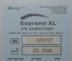 2008 Alma SOPRANO XL Laser System 810nm Diode HR Hair Removal w SHR Handpiece