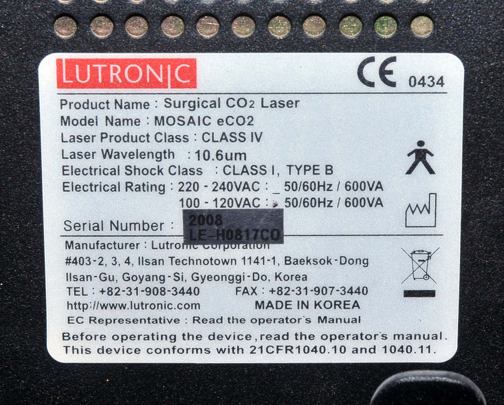 2008 Lutronic Surgical CO2 Laser eC02 Mosaic Skin Fractional Wrinkle Scar Lesion
