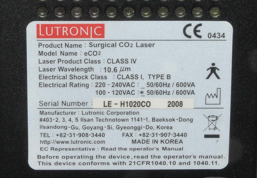 2008 Lutronic Surgical CO2 Laser eC02 Mosaic Skin Fractional Wrinkle Scar Lesion