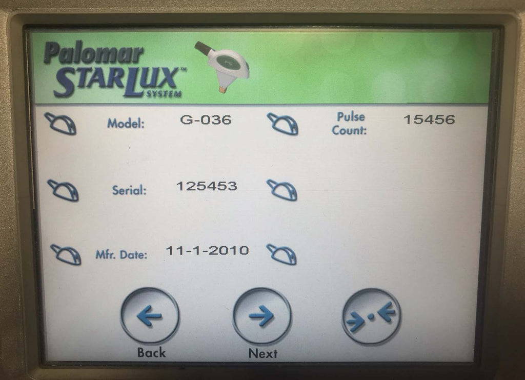 2010 Palomar LuxG StarLux 500 Laser Lux G IPL Handpiece 5520A-G046R Hand Piece