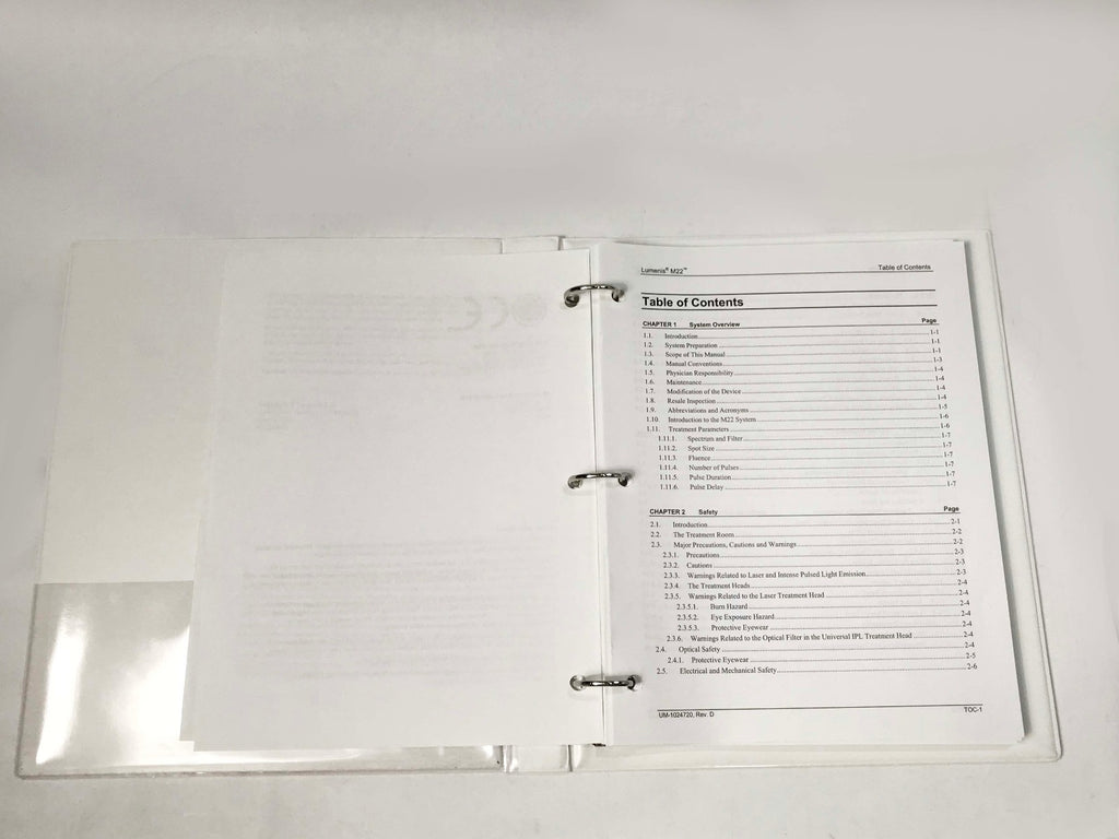 2010 Lumenis M22 Laser IPL System User Operators Manual REV D UM-1024720