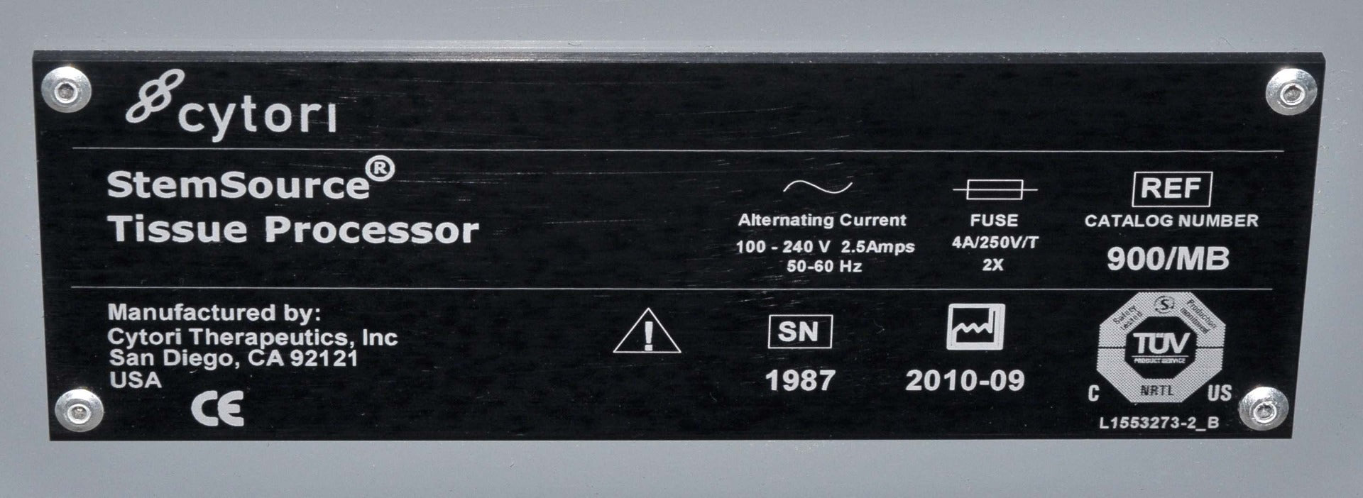 2010 Cytori STEMSOURCE 900MB Instrument Set Stem Source 900 MB Tissue Processor