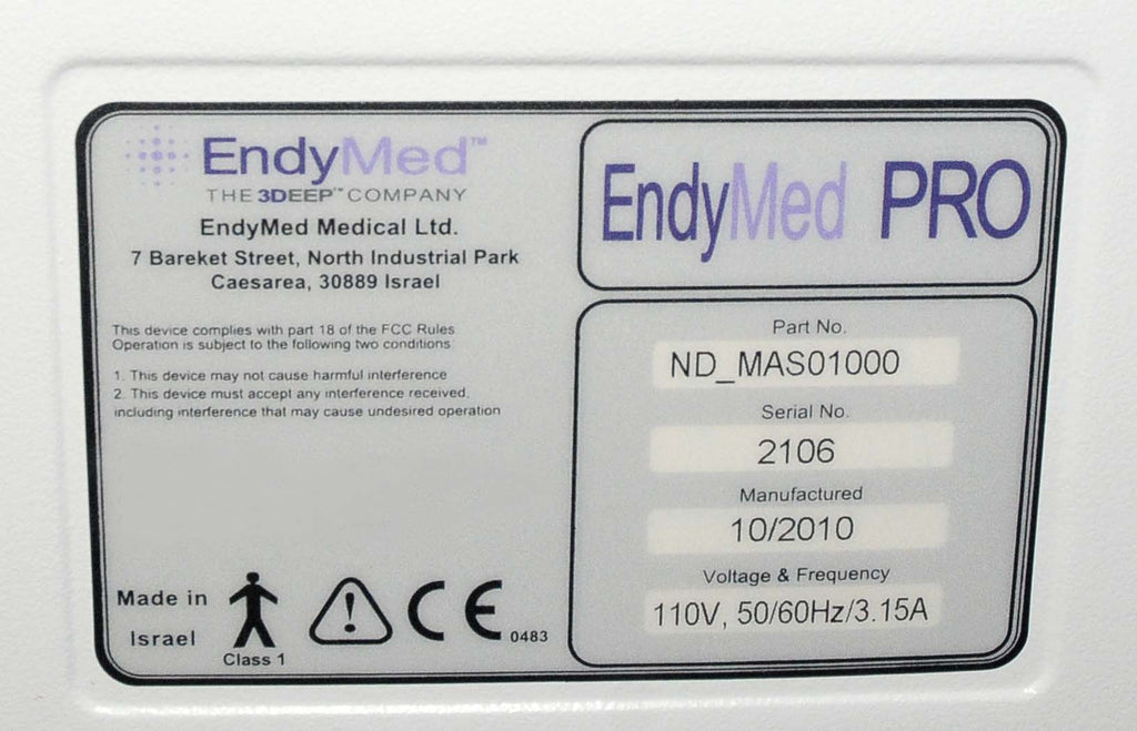 2010 EndyMed PRO 3DEEP RF Body Contouring Skin Facial Tightening Endy Med Laser