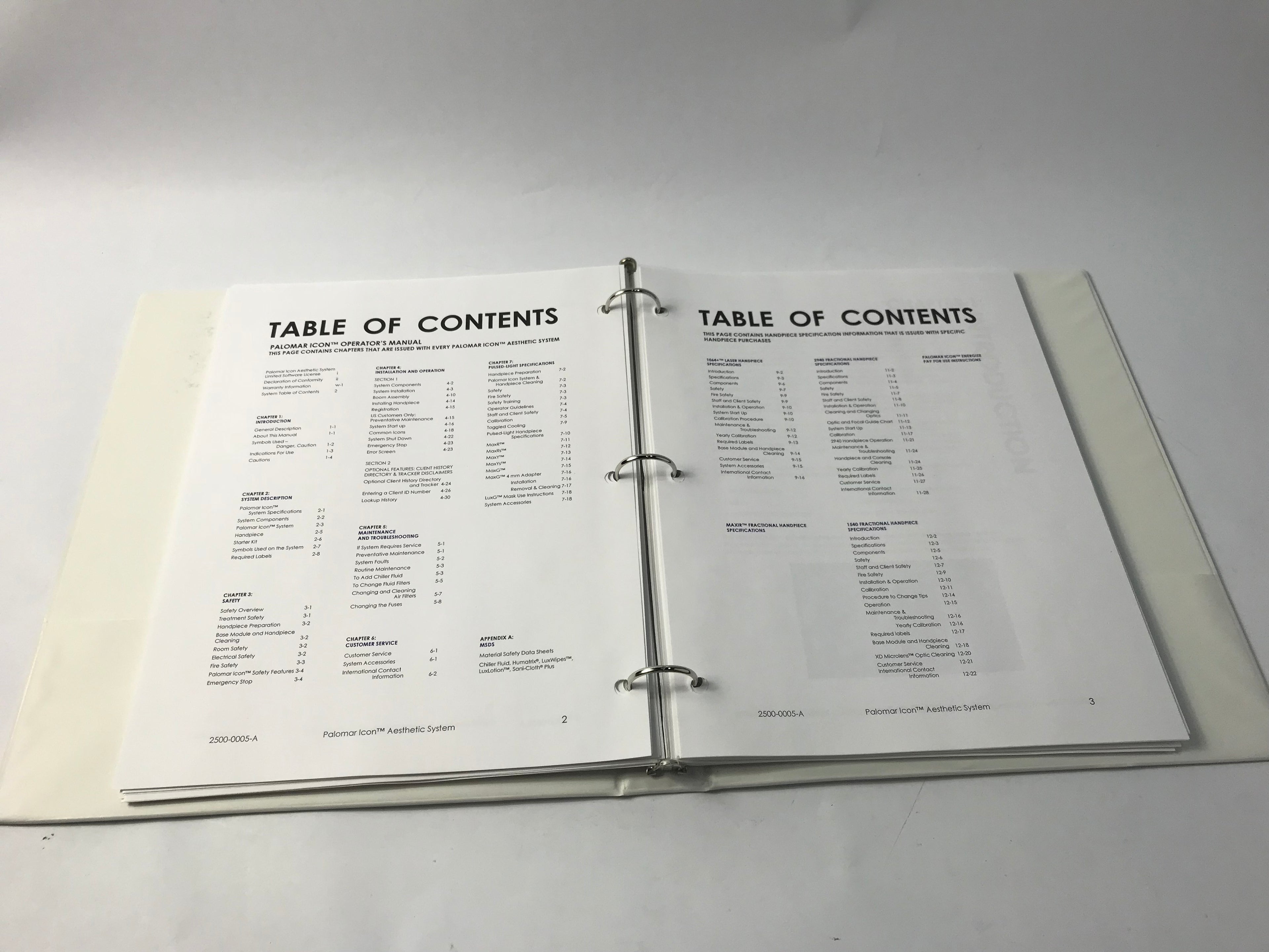 2011 Palomar ICON Laser IPL System User Operators Manual 2500-0001 REV A