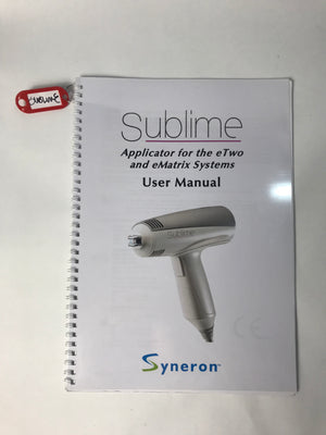 2011 Syneron eTwo/eMatrix Sublime Applicator Handpiece User Operators Manual