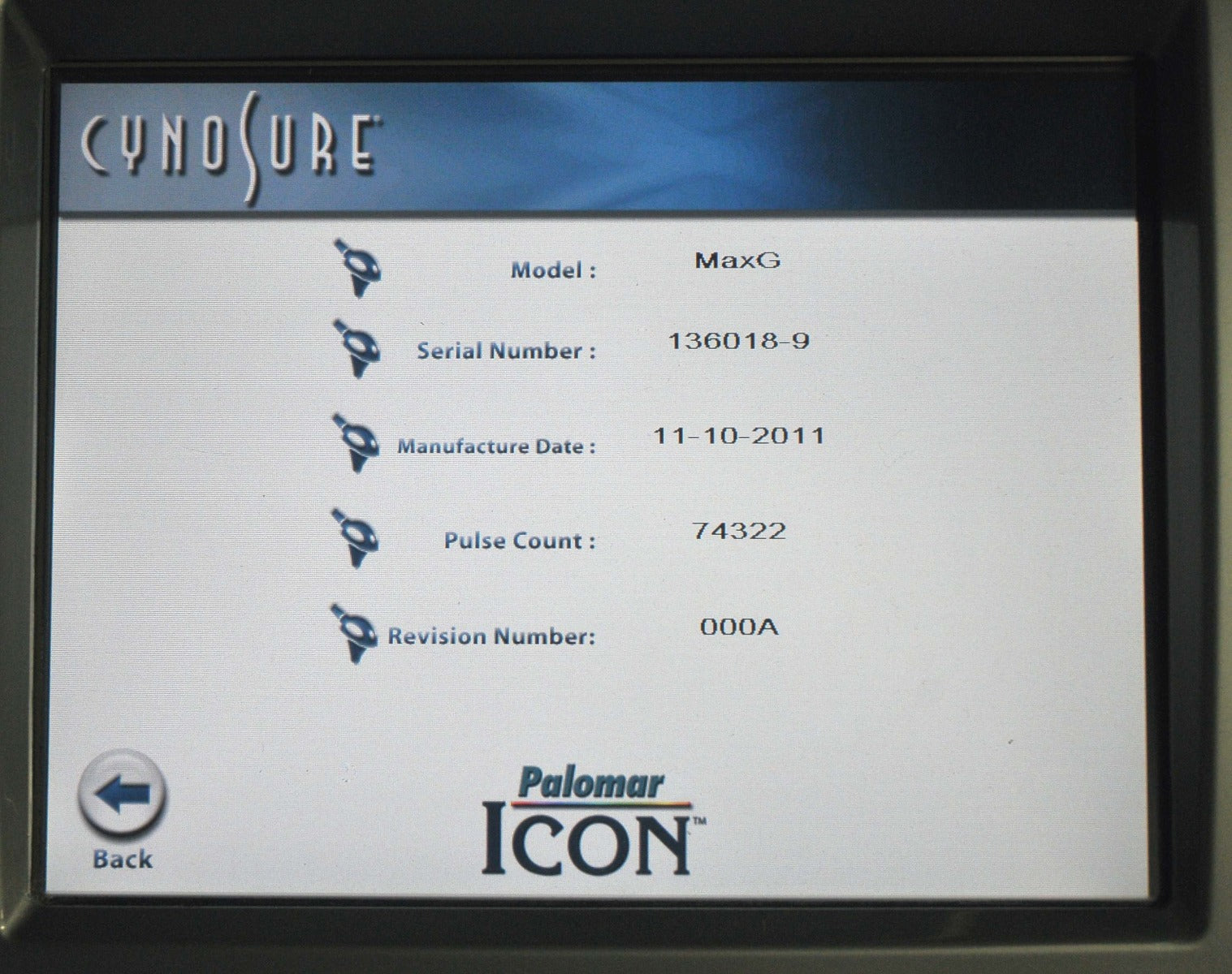 2011 Cynosure ICON IPL Laser w MaxG Handpiece Max G Pigmented Lesions Skin Spots