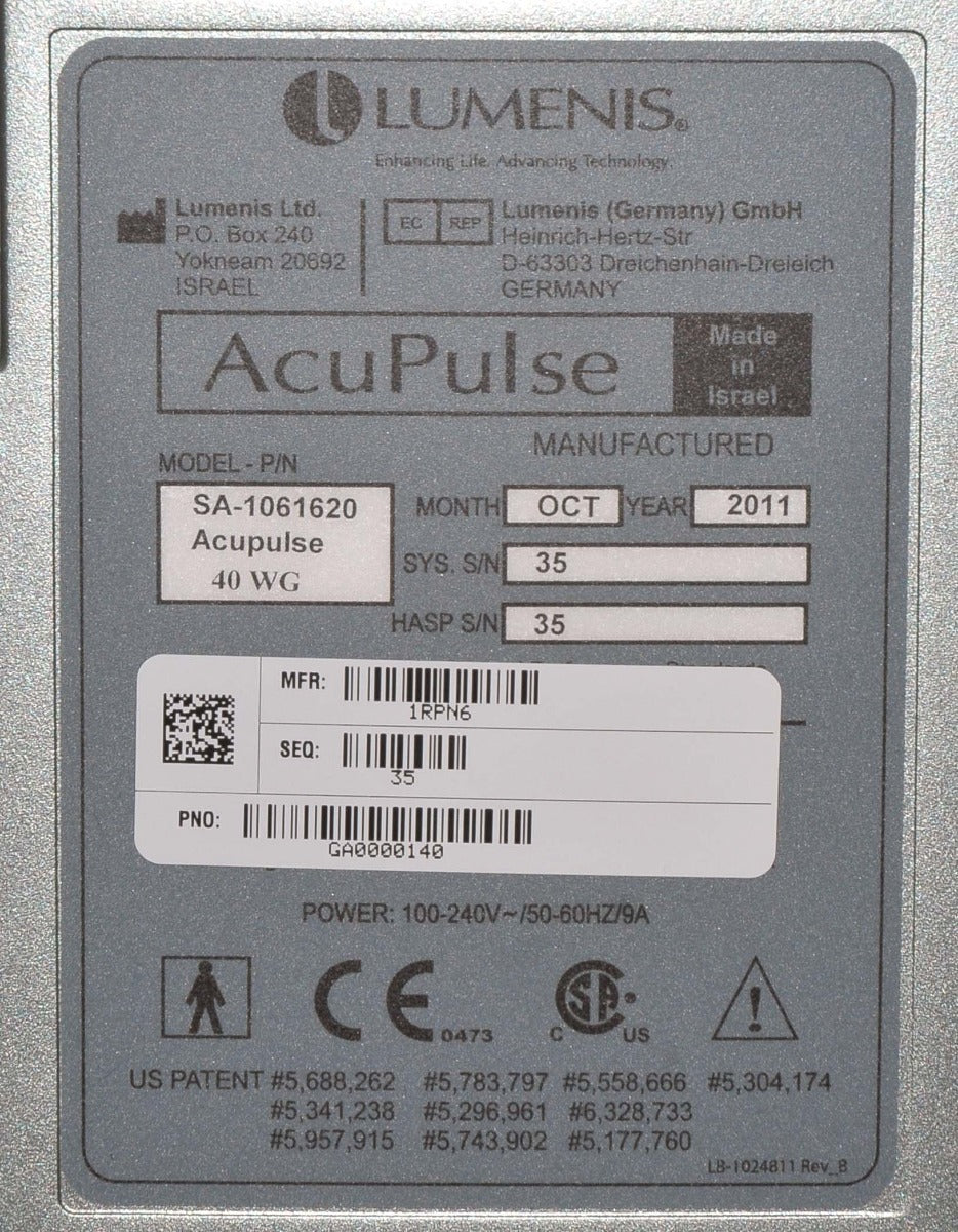 2011 Lumenis AcuPulse 40WG CO2 SurgiTouch General Dental Oral Orthopedic Surgery