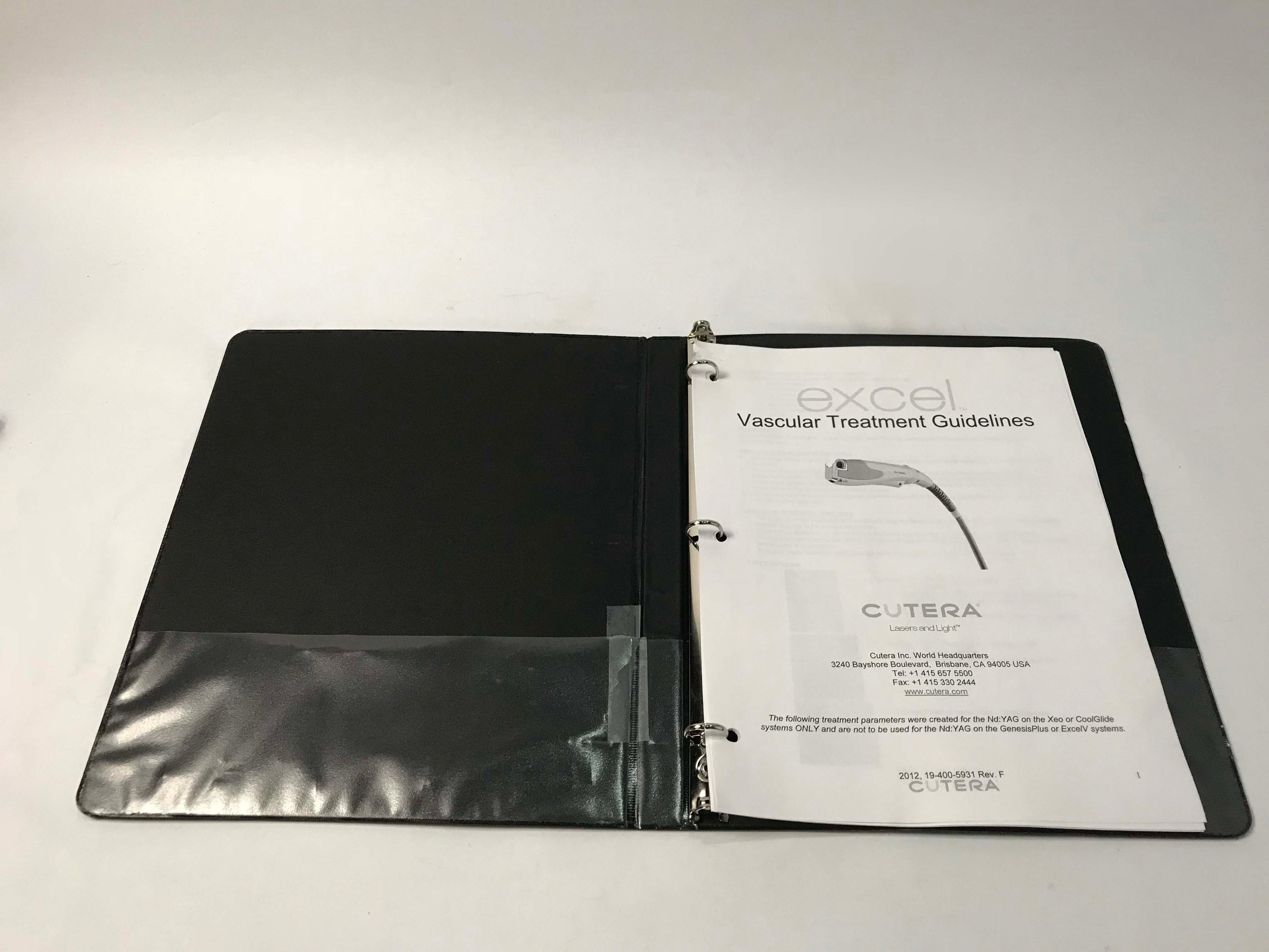 2012 Cutera XEO CG Excel Vascular Laser Treatment Guidelines Manual 19-400-5931