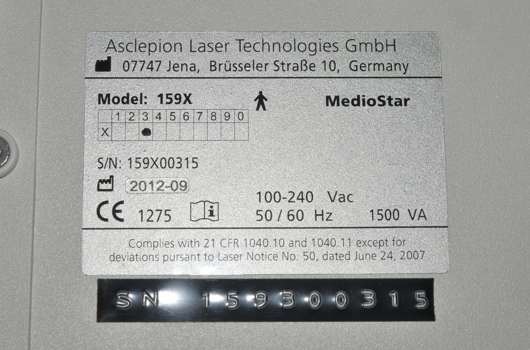 2012 Asclepion MedioStar NeXT Diode 810-950nm Laser System 159X Hair Removal HR