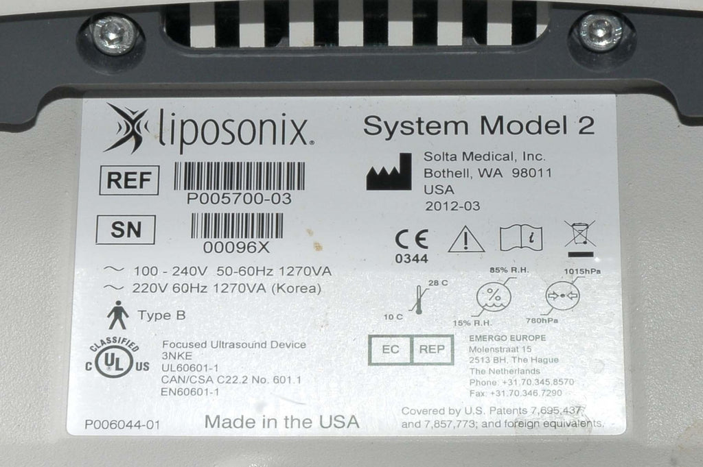 2012 SOLTA MEDICAL Liposonix Ultrasound Focused System Sonix Model 2
