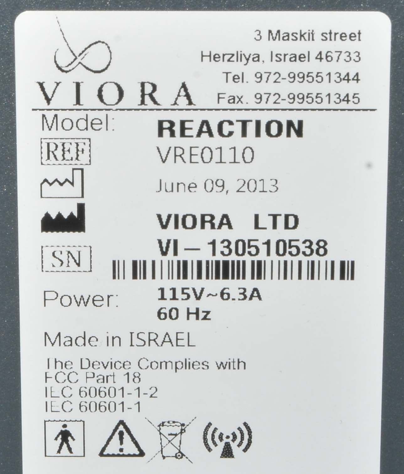2013 Viora REACTION RF Skin Tightening Body Contouring Radio Frequency System