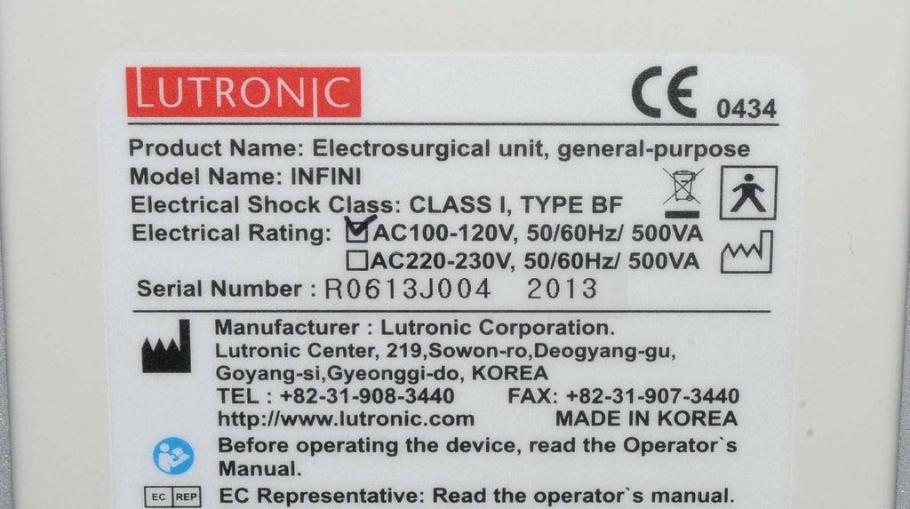 2013 Lutronic Infini Aesthetic RF Radio Frequency Microneedling Electrosurgical