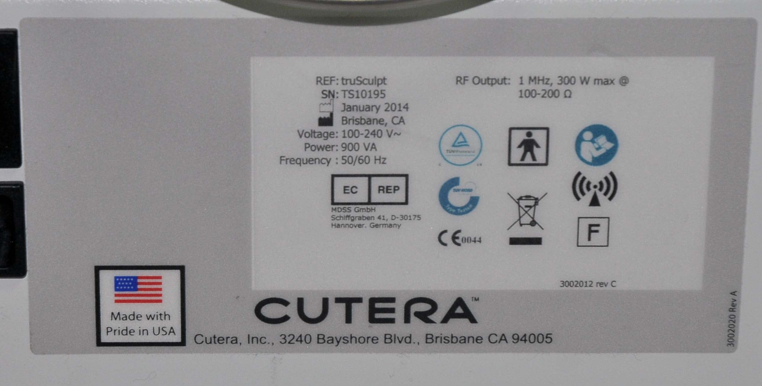 2014 Cutera truSculpt Cosmetic Laser RF Tru Sculpt