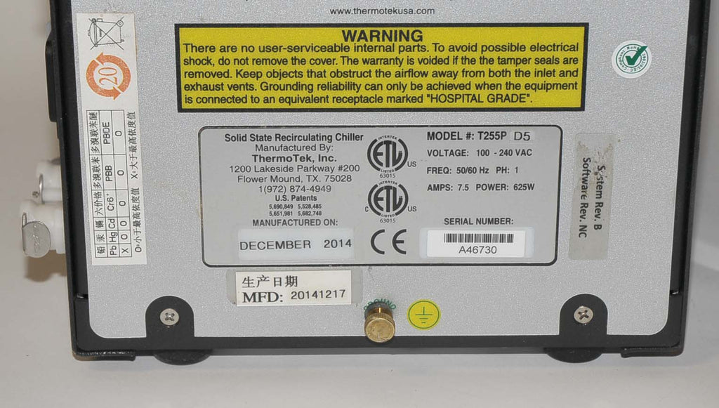 2014 Sciton Thermotek T255P External Recirculating Chiller Portable Compact
