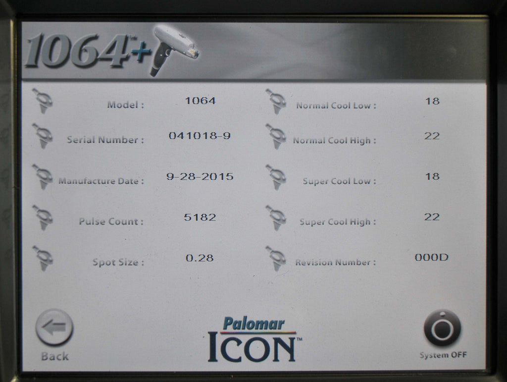 2015 Palomar ICON 1064+ Laser Handpiece 2520A-1064P Plus Face Leg Vein Lesions