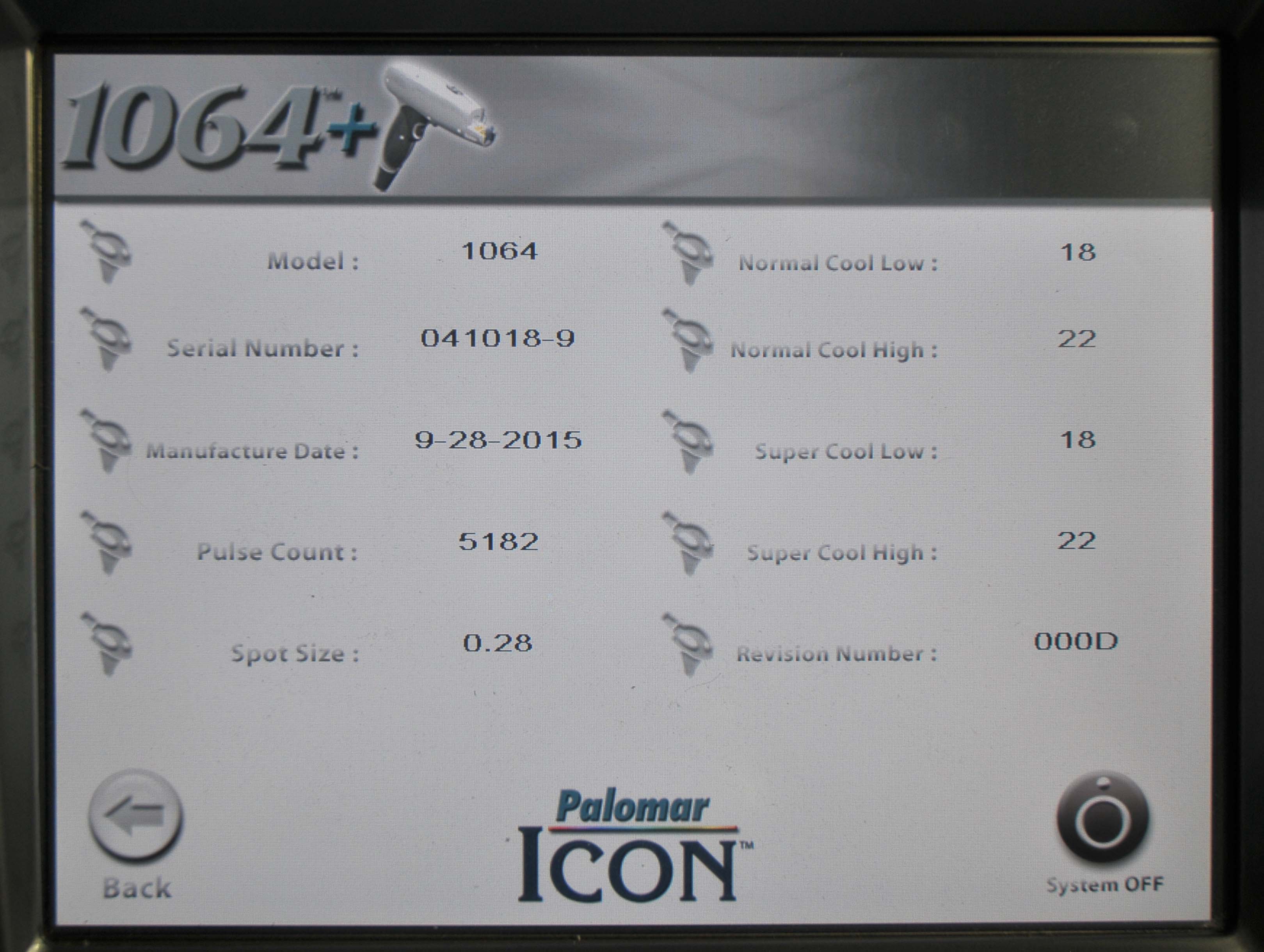 2015 Palomar ICON 1064+ Laser Handpiece 2520A-1064P Plus Face Leg Vein Lesions