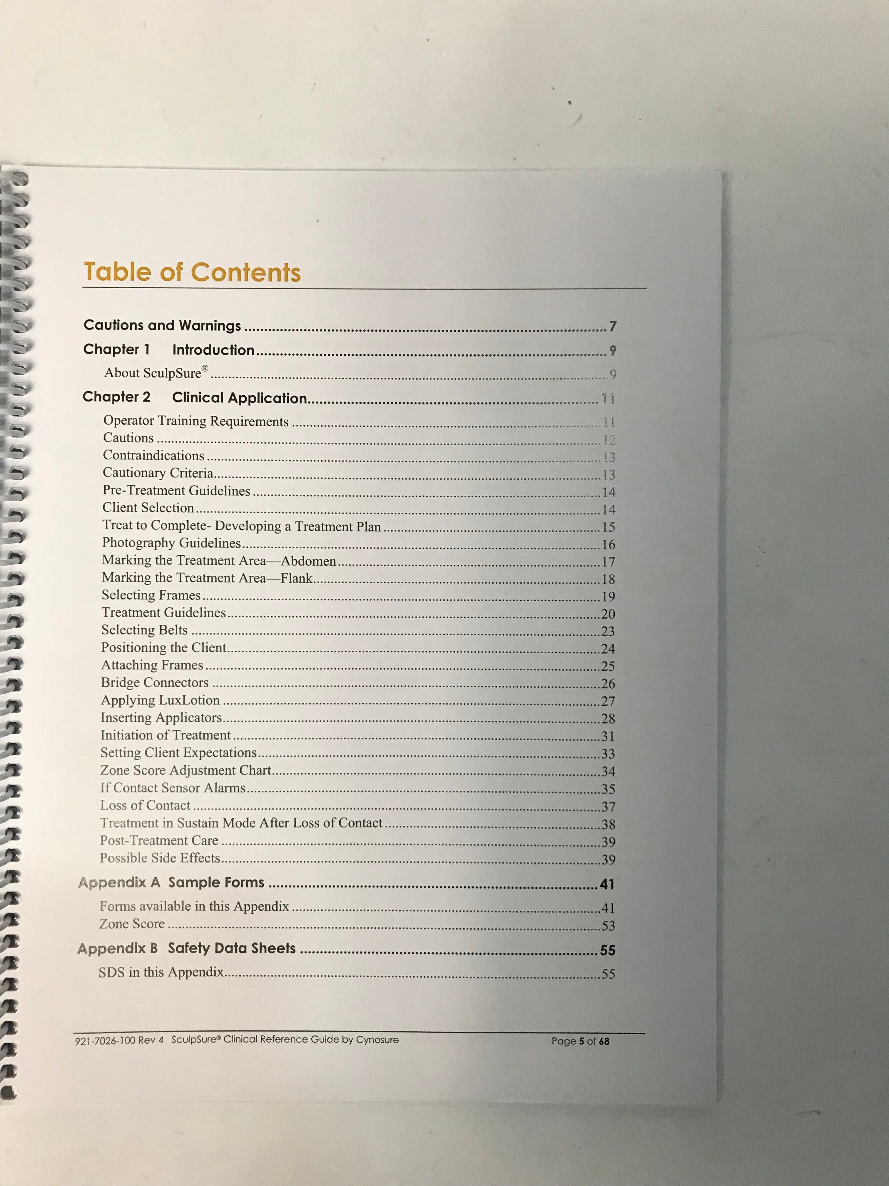 2016 Cynosure SculpSure Laser Sculp Sure System Clinical Reference Manual REV 4