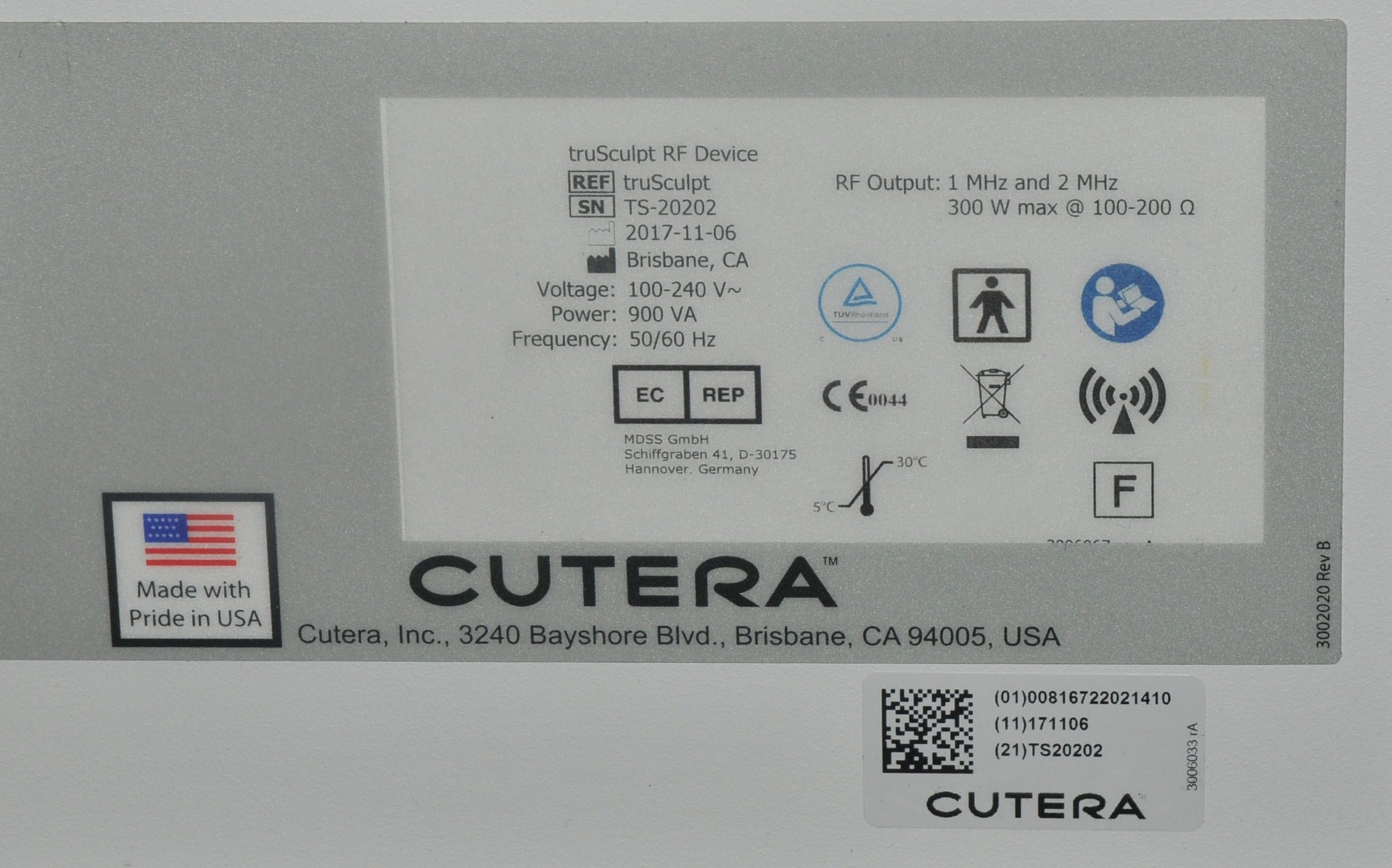 2017 Cutera TruSculpt 3D Radio Frequency Cellulite Reduction RF Tru Sculpt 3 D