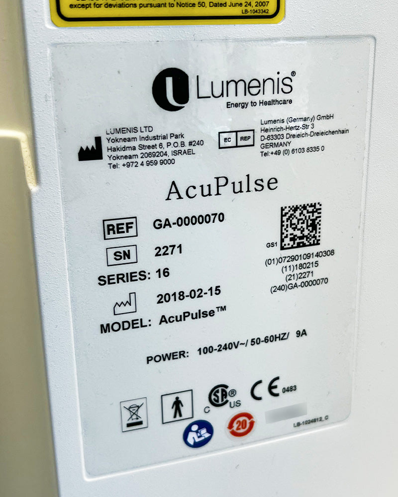 2018 Lumenis AcuPulse CO2 SurgiTouch Scanner Skin Resurfacing Laser System