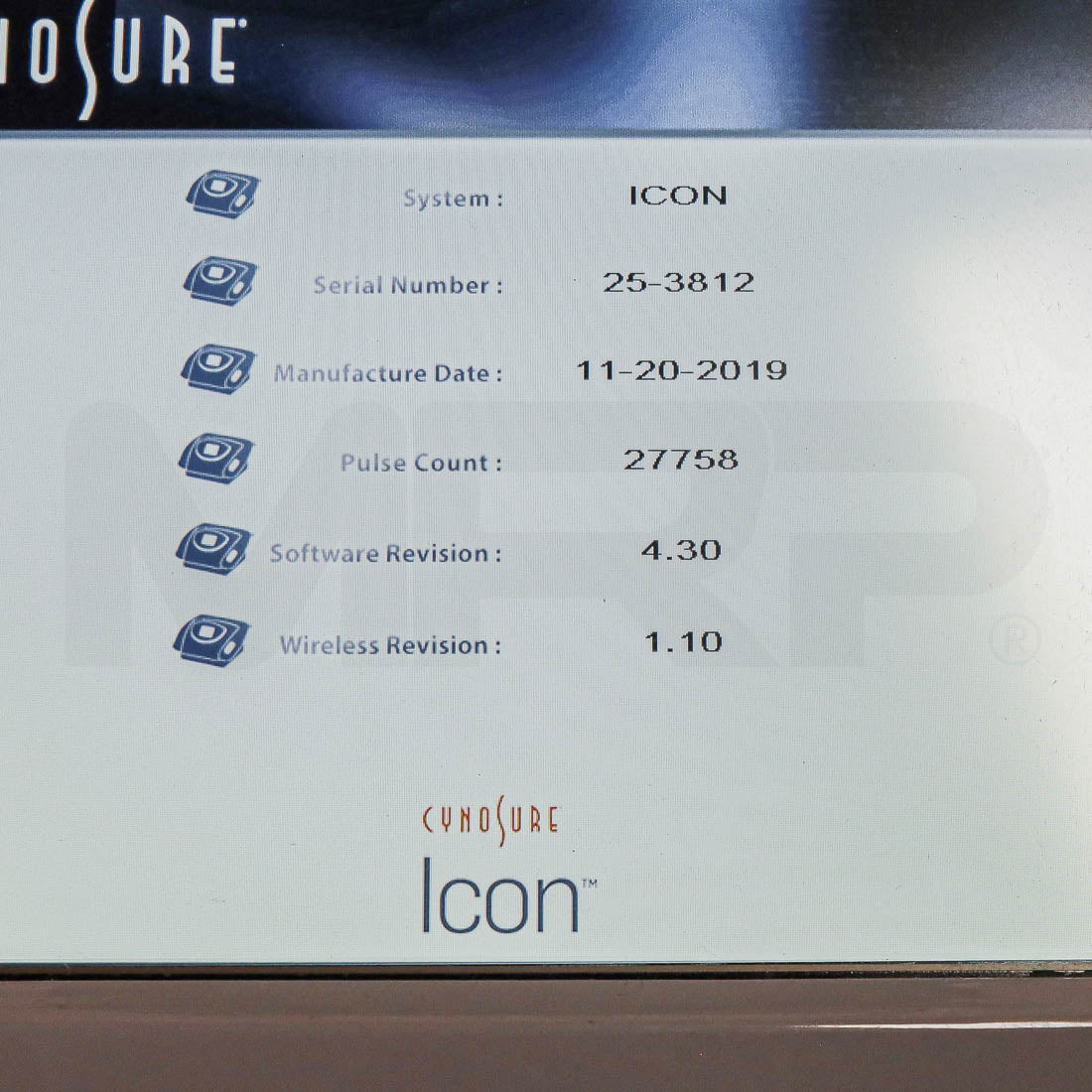 2019 Palomar Cynosure Icon IPL Fractional Laser System Screen