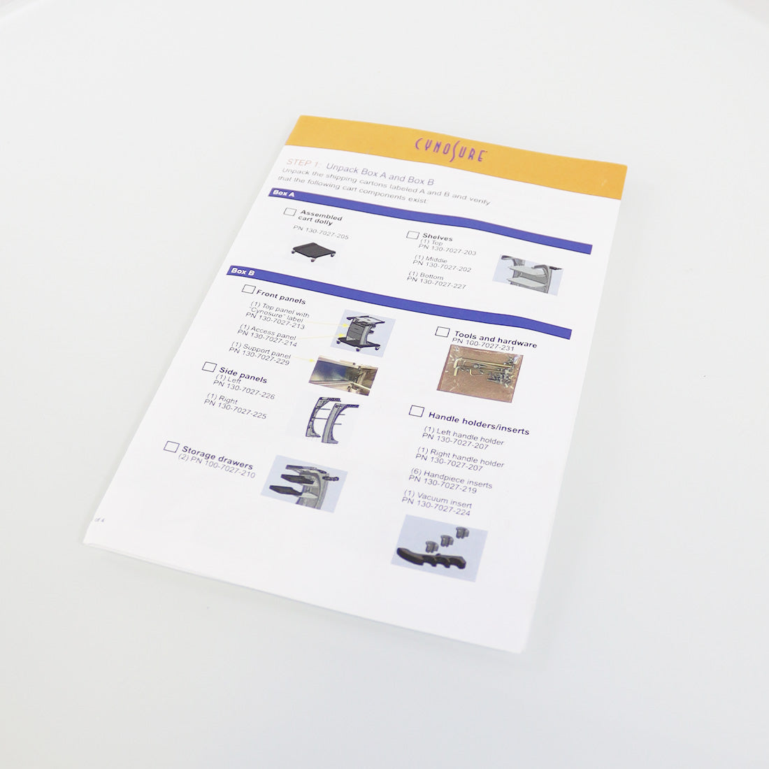 Cynosure TempSure Service Cart Assembly User Guide Setup Instructions Generator