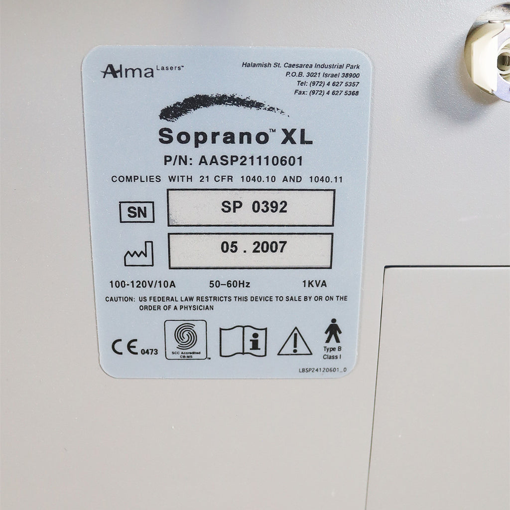 2007 Alma Lasers Soprano XL Laser Hair Removal / Reduction System AASP21110601