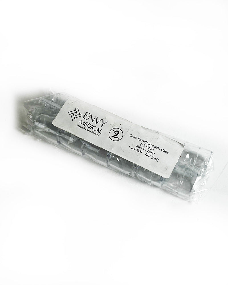 Envy Medical SilkPeel Clear 6mm Disposable Standard Handpiece Caps (12 Pack)