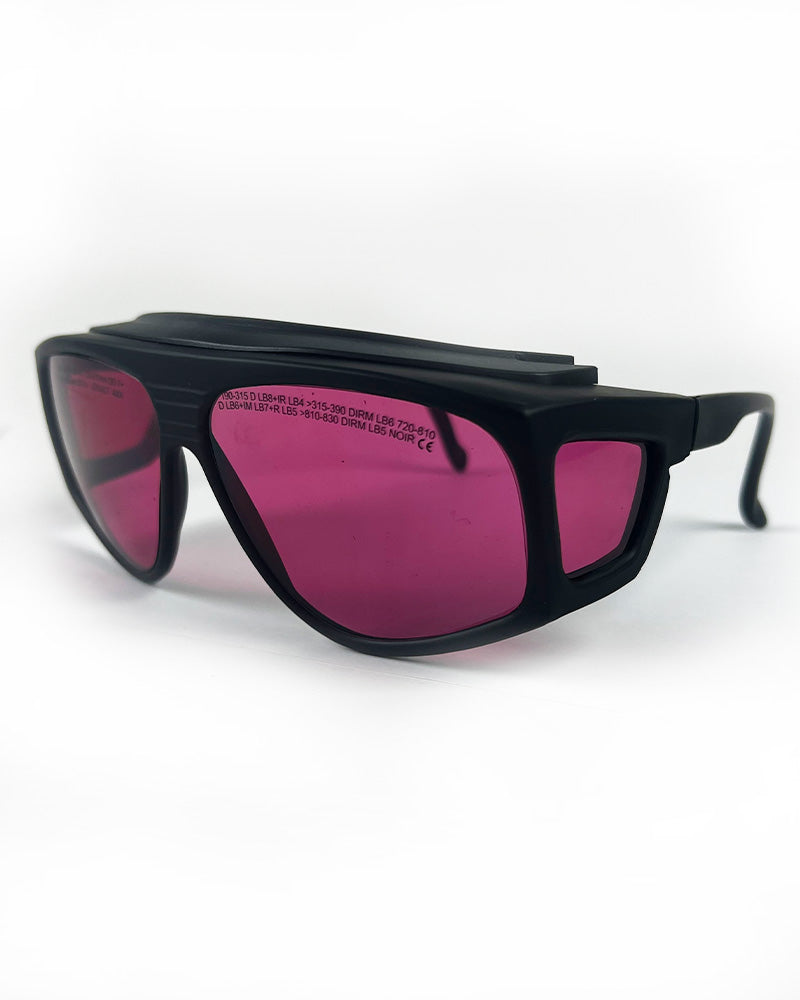 Laser Operator Glasses Pink Polymer Lenses 190-400nm OD 6+