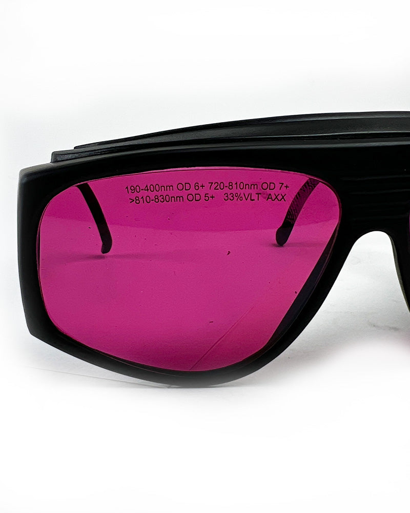 Laser Operator Glasses Pink Polymer Lenses 190-400nm OD 6+