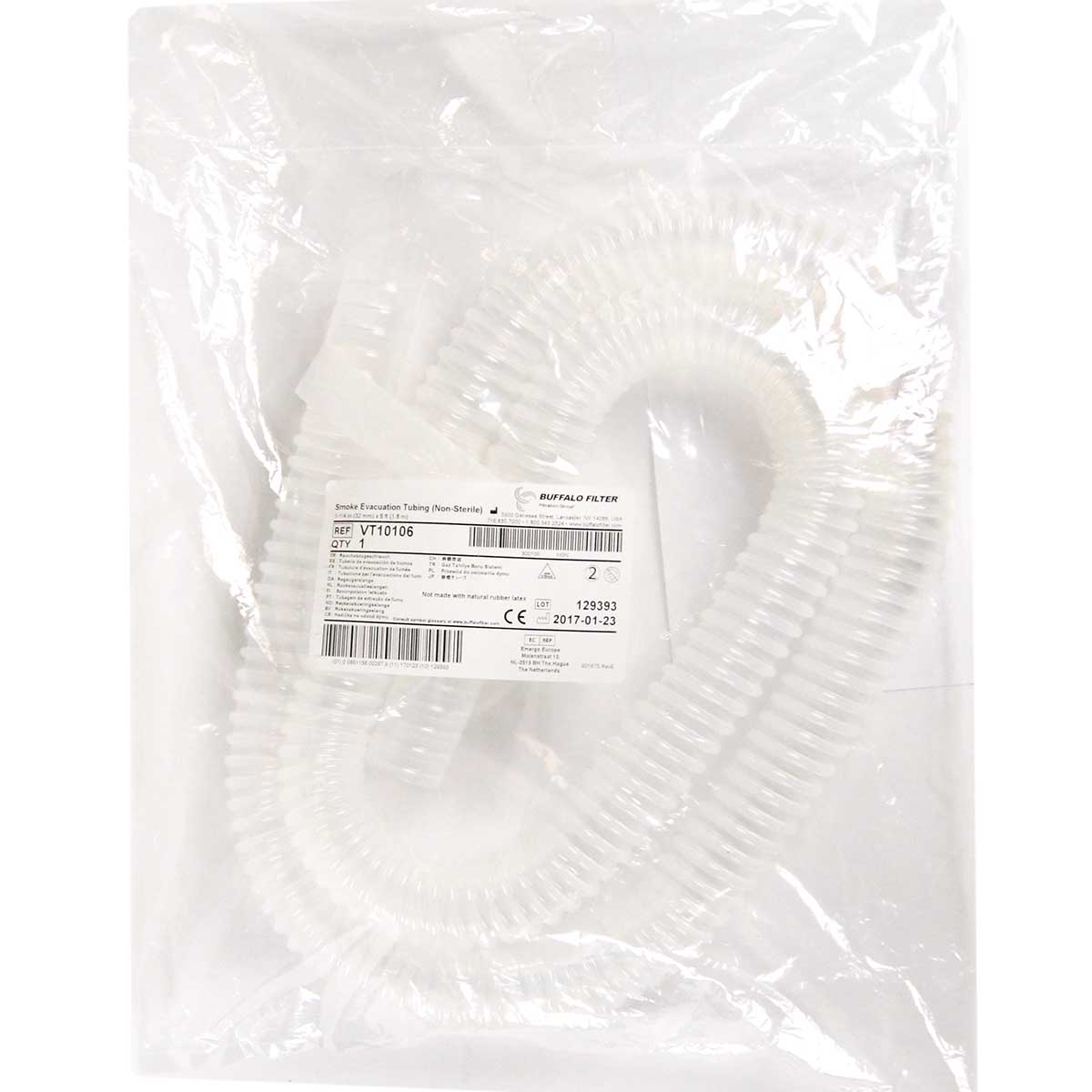 ConMed Buffalo Filter VT10106 Smoke Evacuation Tubing Non-Sterile 1-1/4in x 6ft