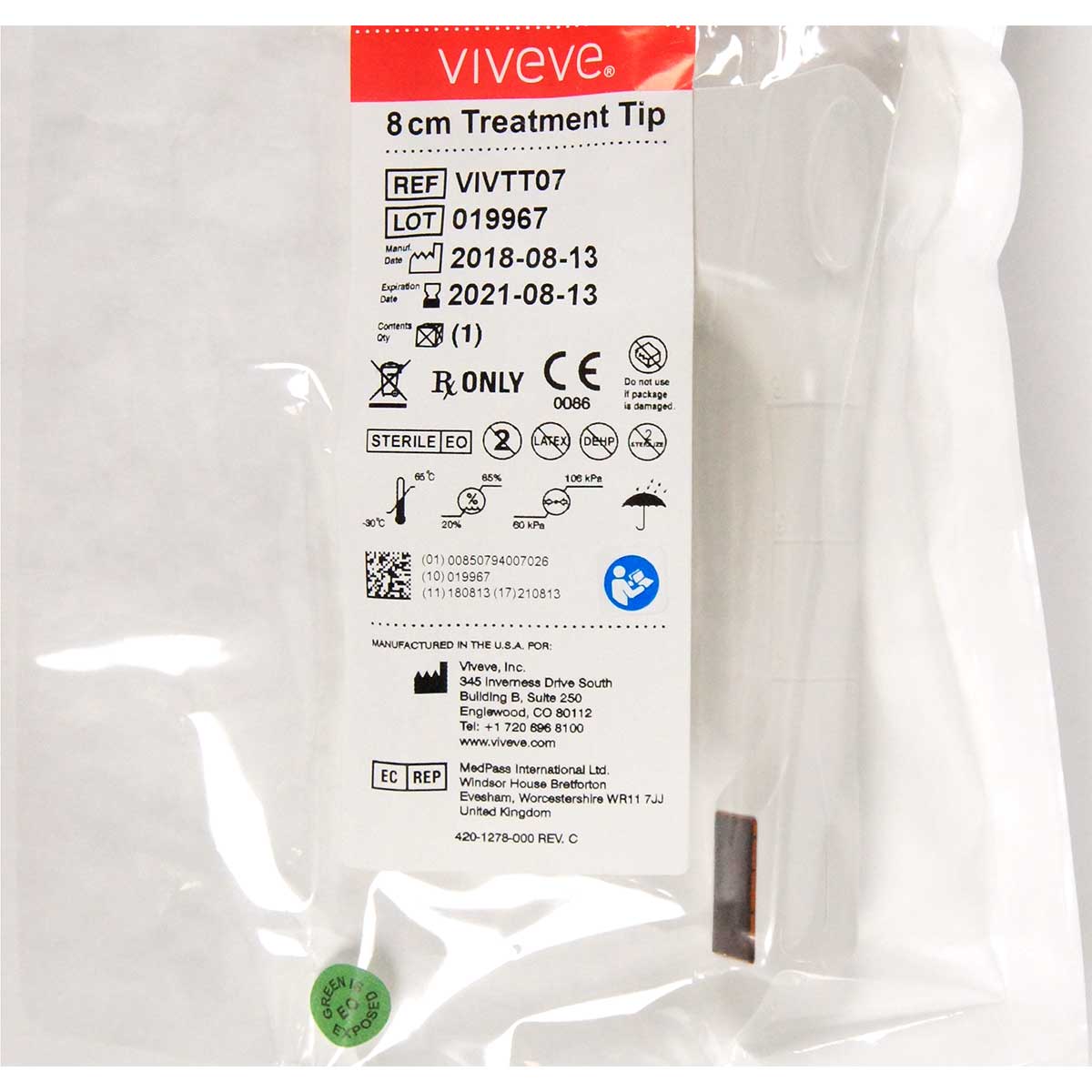 Viveve 8cm Treatment Tip VIVTT07 Cryogen Cooled Monopolar RF EX2021 Training Use