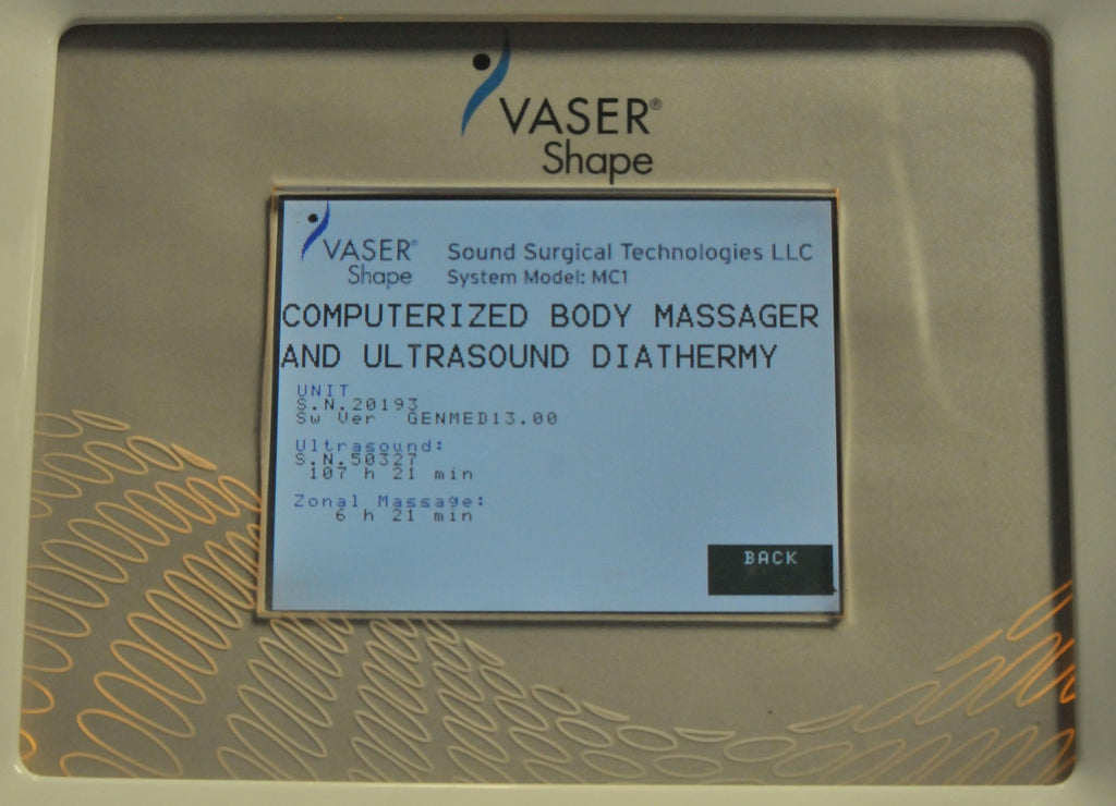 2012 VASER Shape Body Shaping Contour Ultrasound Diathermy Massage Therapy MC-1