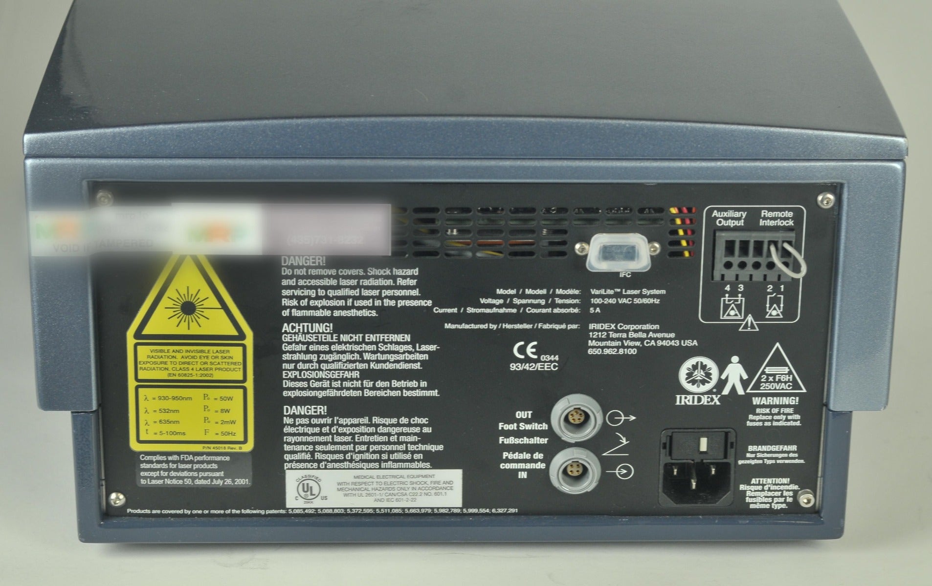 2005 Iridex VariLite 940 nm Dermatology Pigment Vascular Laser 0.7 mm HP
