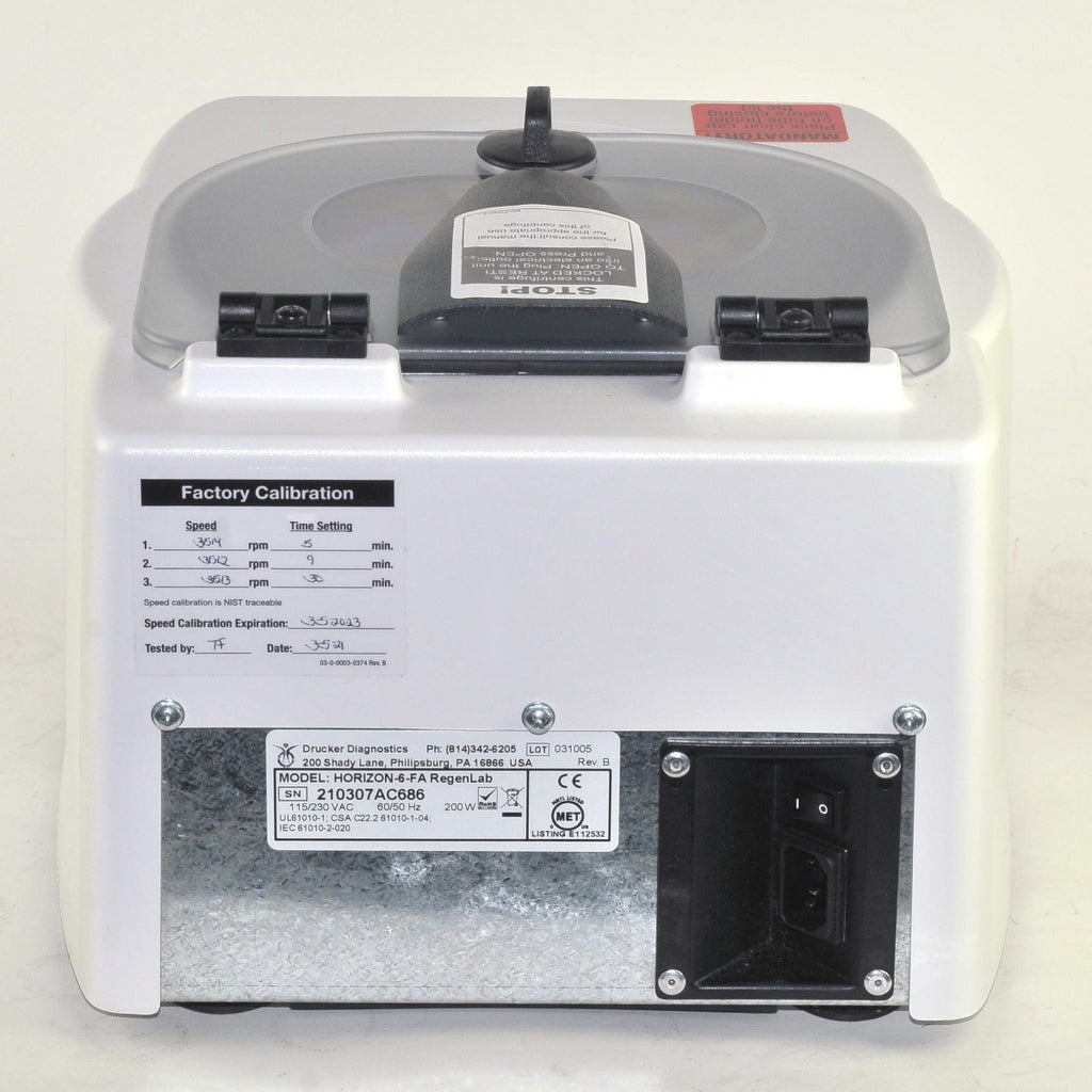 Drucker Diagnostics RegenLab PRP Centrifuge Horizon-6-FA 3500 RPM Regen Lab