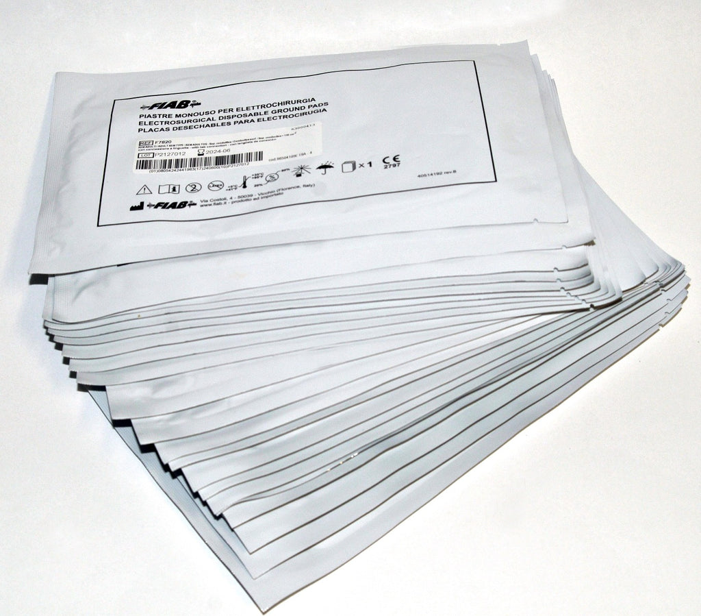 FIAB Electrosurgical Disposable Ground Pads REF F7820 Rem Type Exp 06-2024 x21Pc