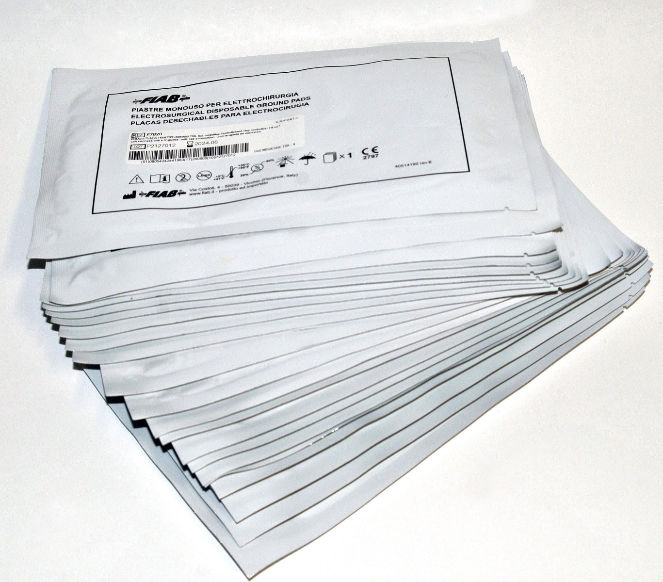 FIAB Electrosurgical Disposable Ground Pads REF F7820 Rem Type Exp 06-2024 x21Pc