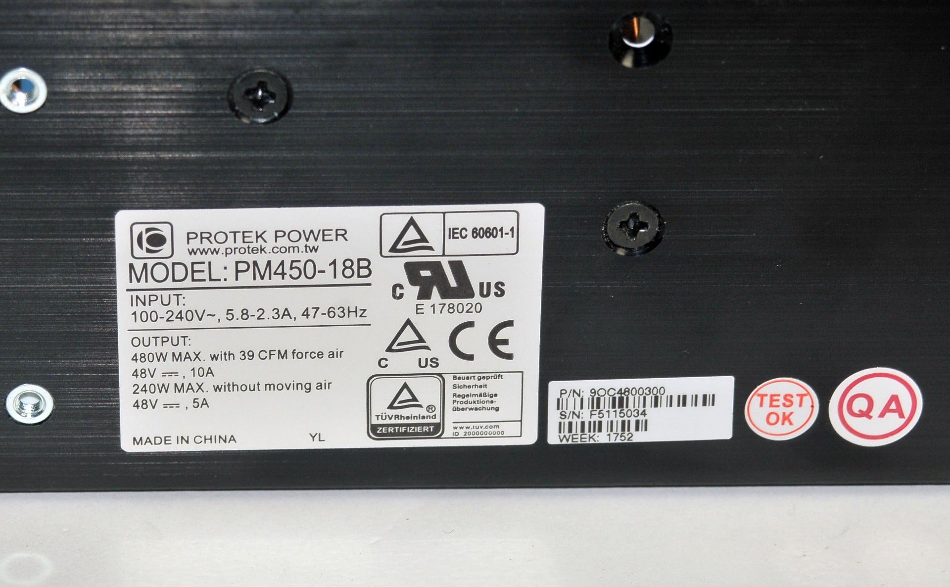 Syneron Candela Laser Medical Open Frame PM450-18B Electrical Protek Power PARTS