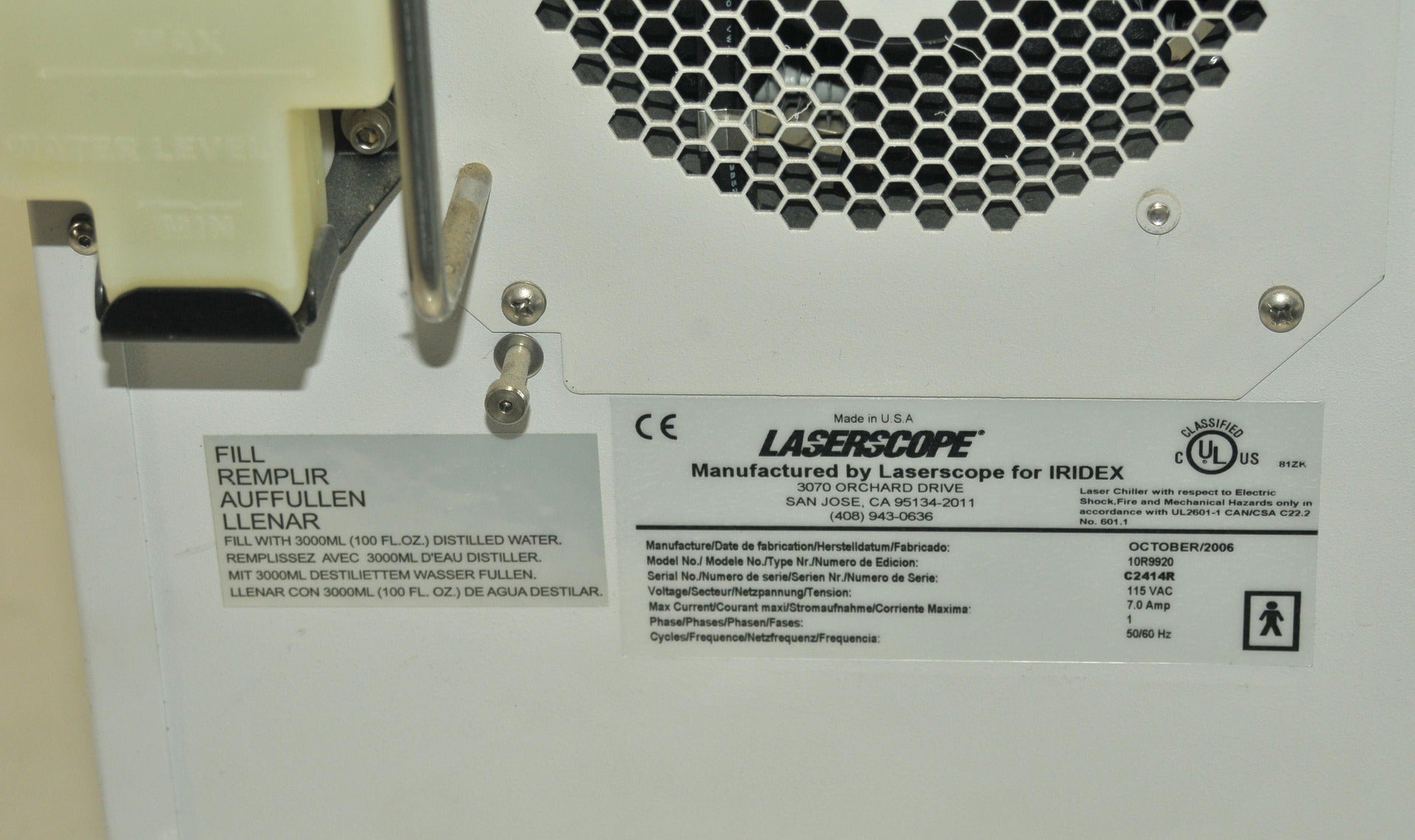 Lyra LaserScope Iridex Laser Chiller Recirculating Water Cooling Base PARTS