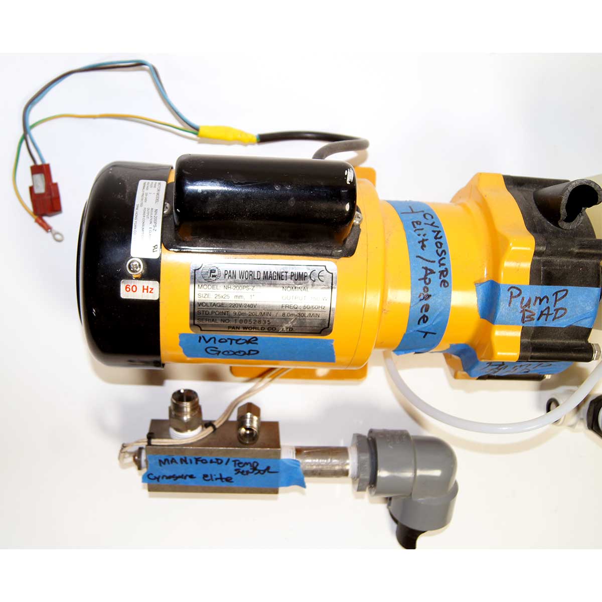 Cynosure Laser Water Pump Assembly Pan World NH-200PS-Z 220V Elite Apogee PARTS