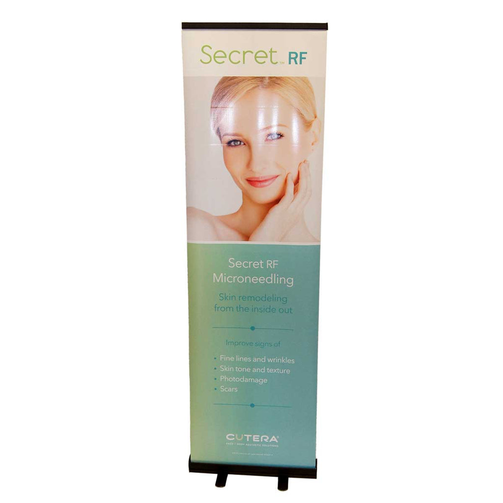 Cutera Secret RF Microneedling Retractable Marketing Banner 25in x 83in